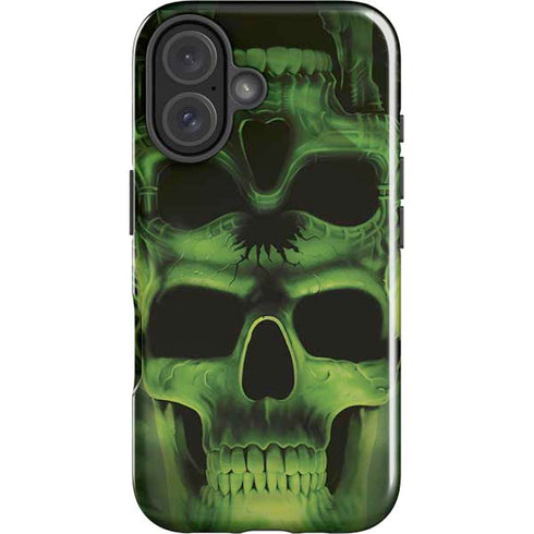 Liquid Blue Green Skulls iPhone 16 Plus Impact Case